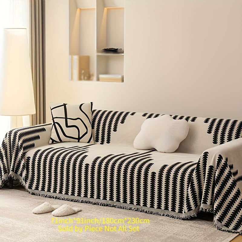 Housse de canapé en chenille et franges