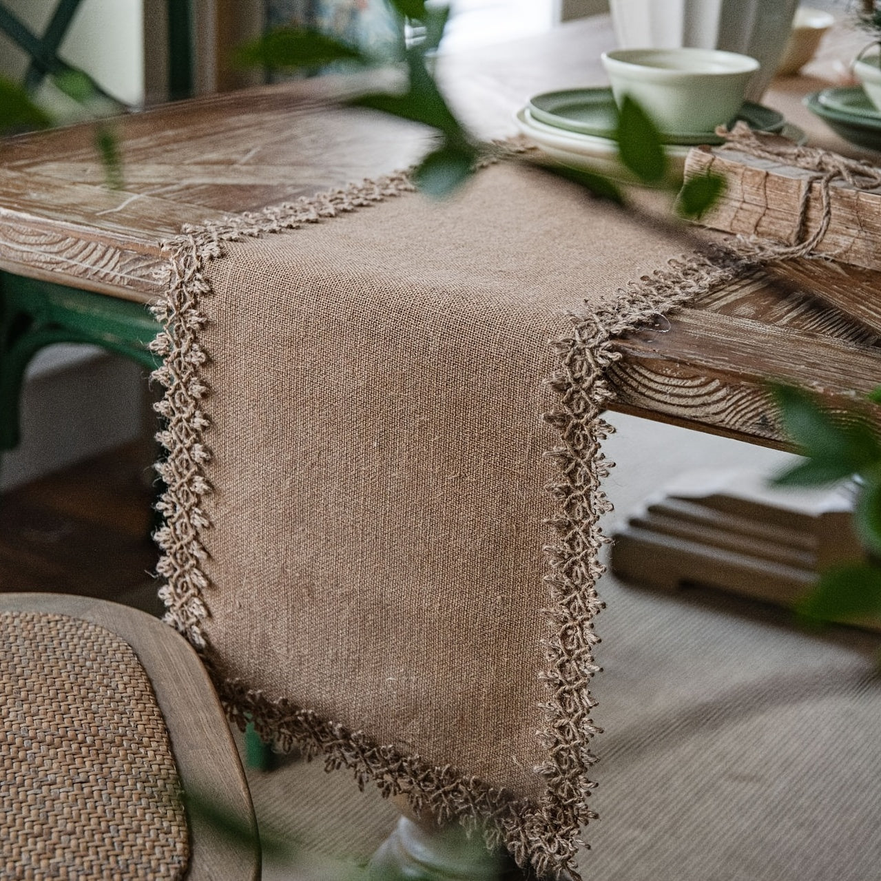 Chemin de table rustique en jute naturelle