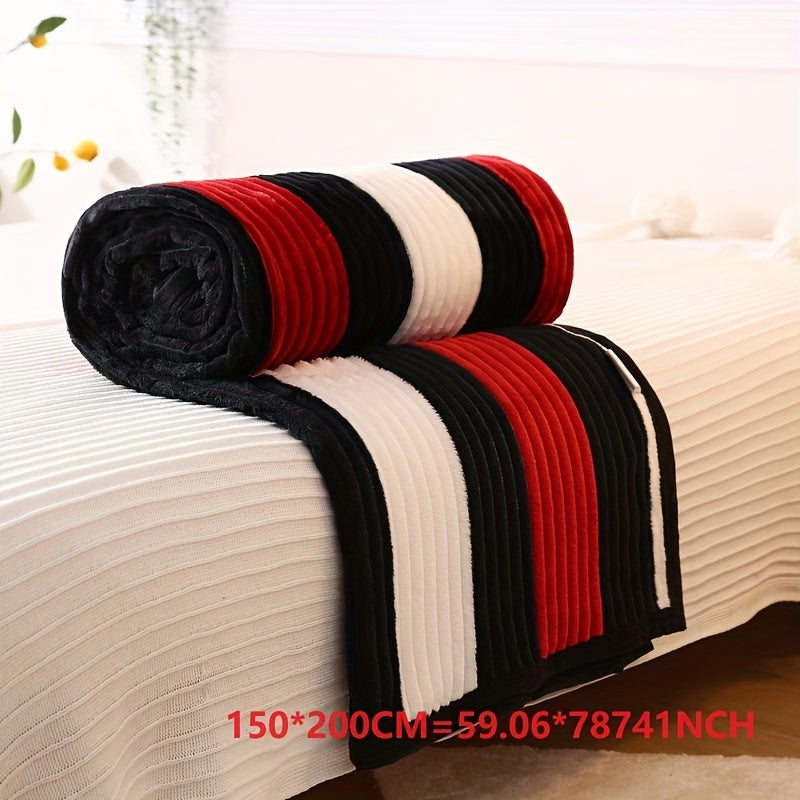 Couverture à carreaux simple de couleur unie, fine et fraîche, en polaire épaisse doublée de velours, couverture multifonctionnelle, idéale pour la sieste ou comme couverture légère pour la climatisation.