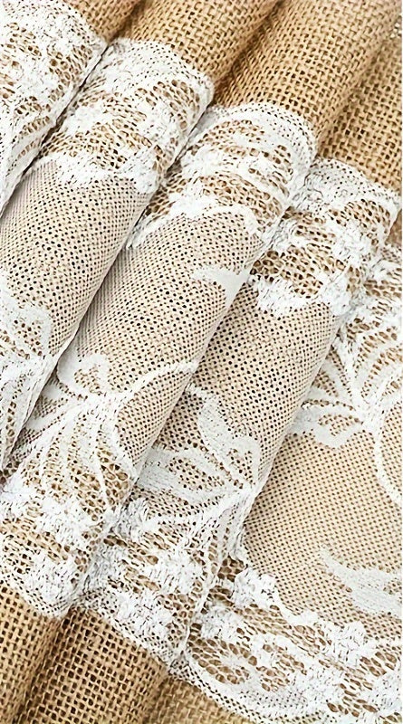 Chemin de table , drapeau de table, nappe en lin grossier, nappe épaisse en lin avec dentelle, adaptée à la décoration de table de mariage, aux fêtes et aux accessoires de maison.