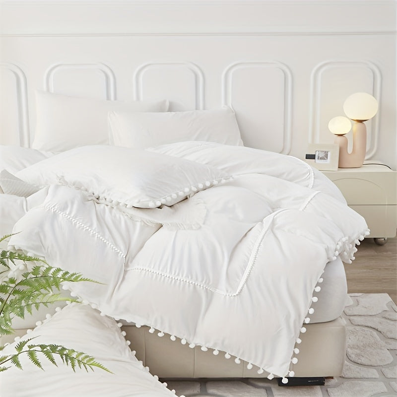 Parure de lit française charmante toutes saisons avec pompons