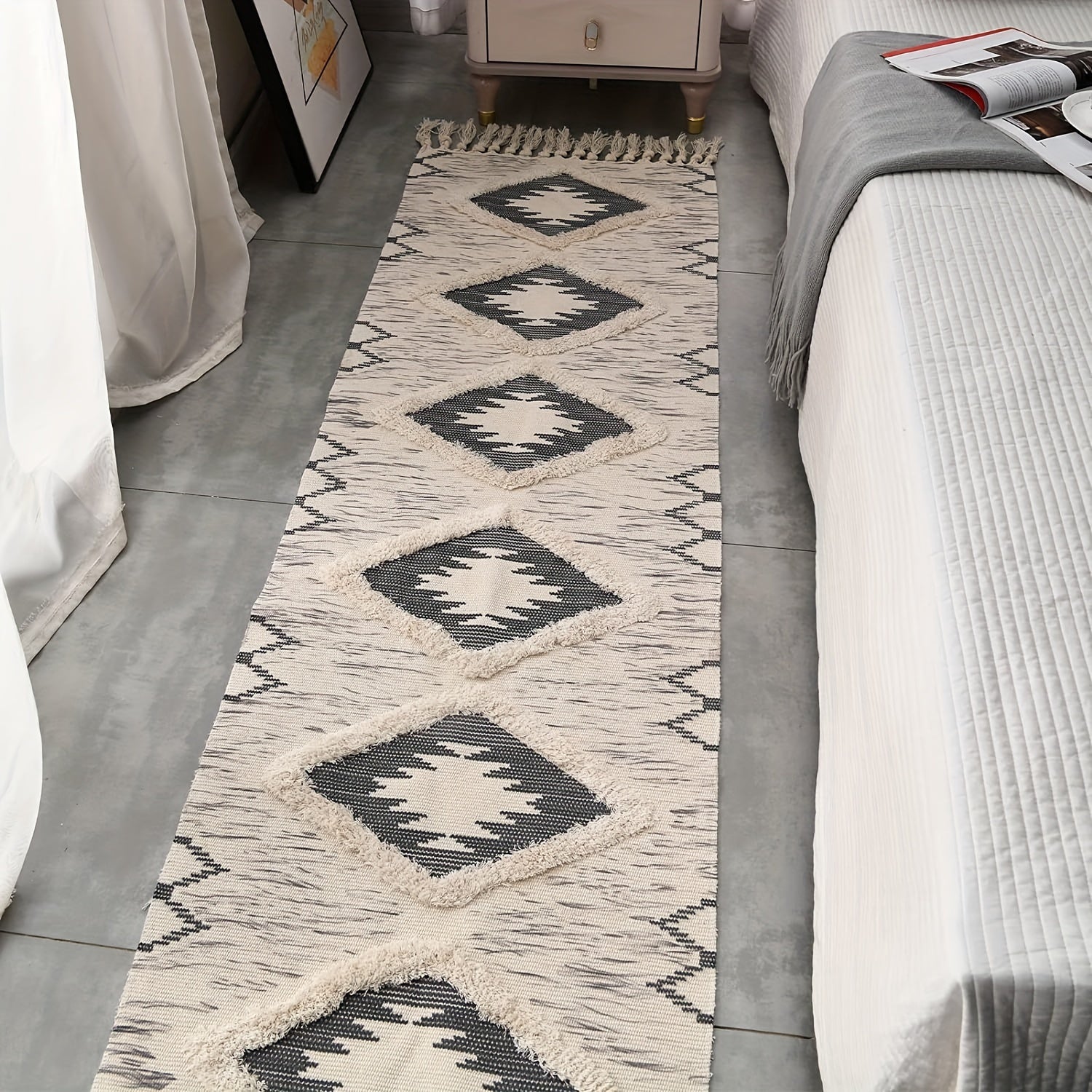 Tapis de salle de bain bohème à pampilles