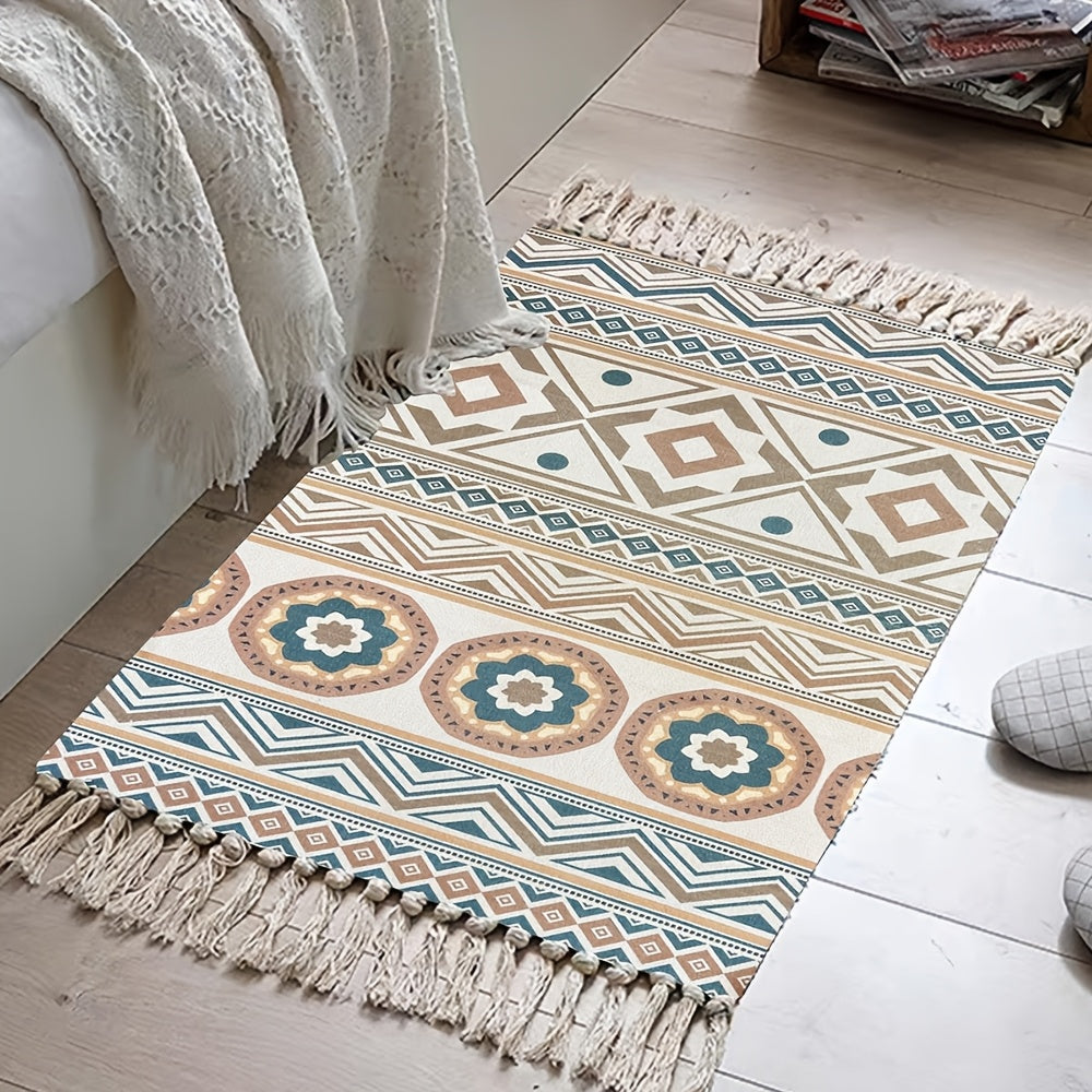 Tapis décoratif bohème à motif géométrique