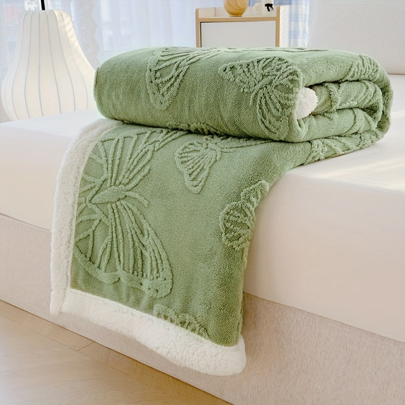 Plaid polaire ultra doux et chaleureux avec broderie motif papillon – proposé en différents coloris et formats
