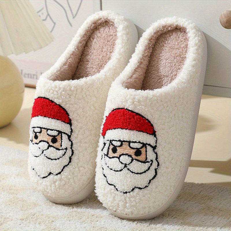 Pantoufles de maison graphiques de Noël douces et moelleuses, antidérapantes, à enfiler, pour homme, chaussures d’intérieur d’hiver.
