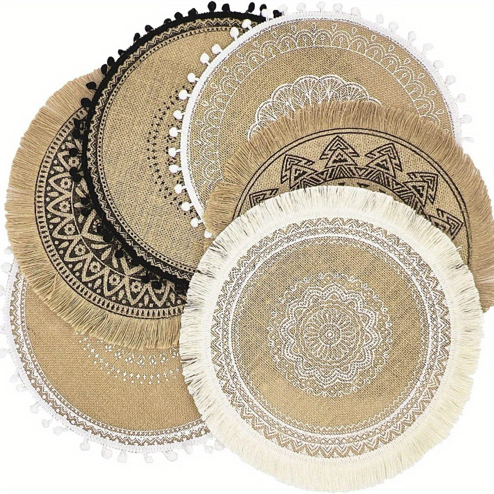 Sets de table ronds en macramé décoratif pour cuisine et salle à manger, décoration style ferme﻿