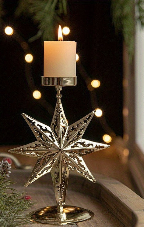 Bougeoir en métal motif sapin de Noël ,flocon, étoile et fleur de Noël
