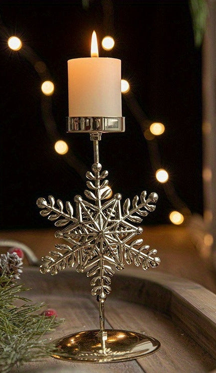 Bougeoir en métal motif sapin de Noël ,flocon, étoile et fleur de Noël