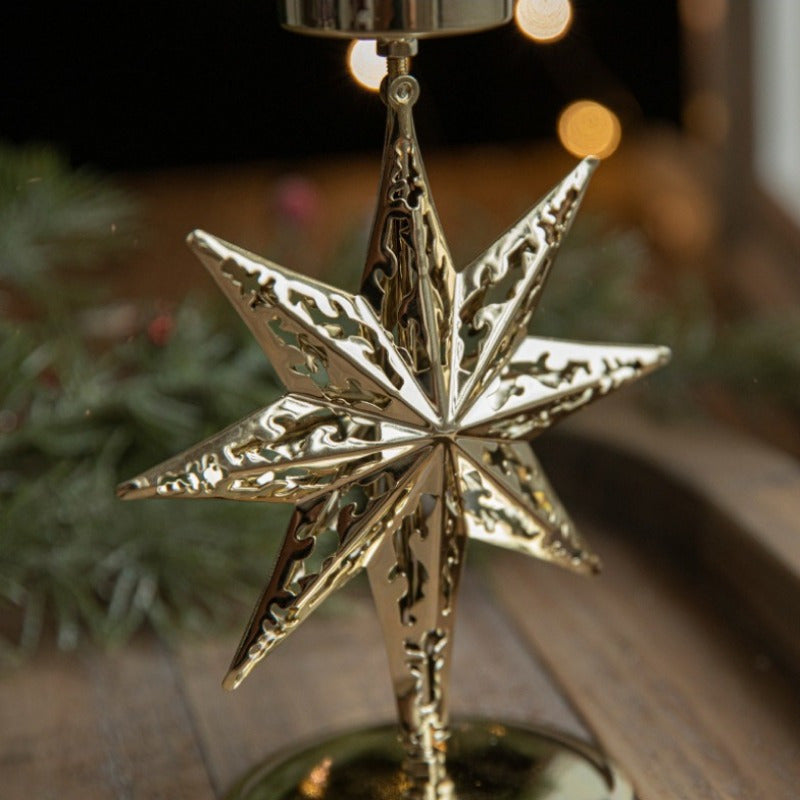 Bougeoir en métal motif sapin de Noël ,flocon, étoile et fleur de Noël