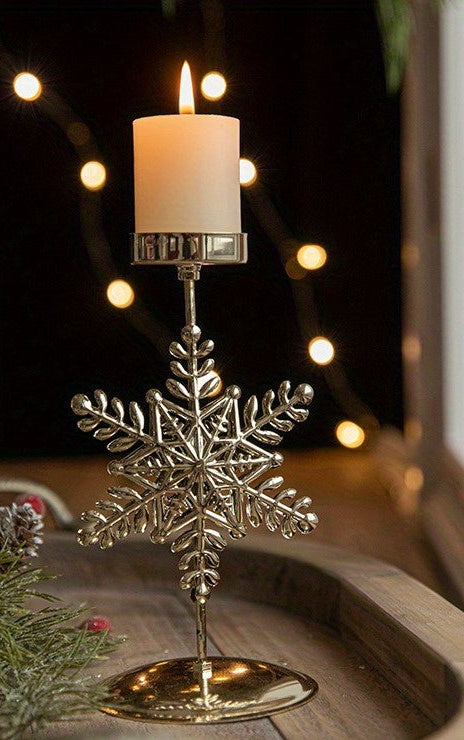 Bougeoir en métal motif sapin de Noël ,flocon, étoile et fleur de Noël