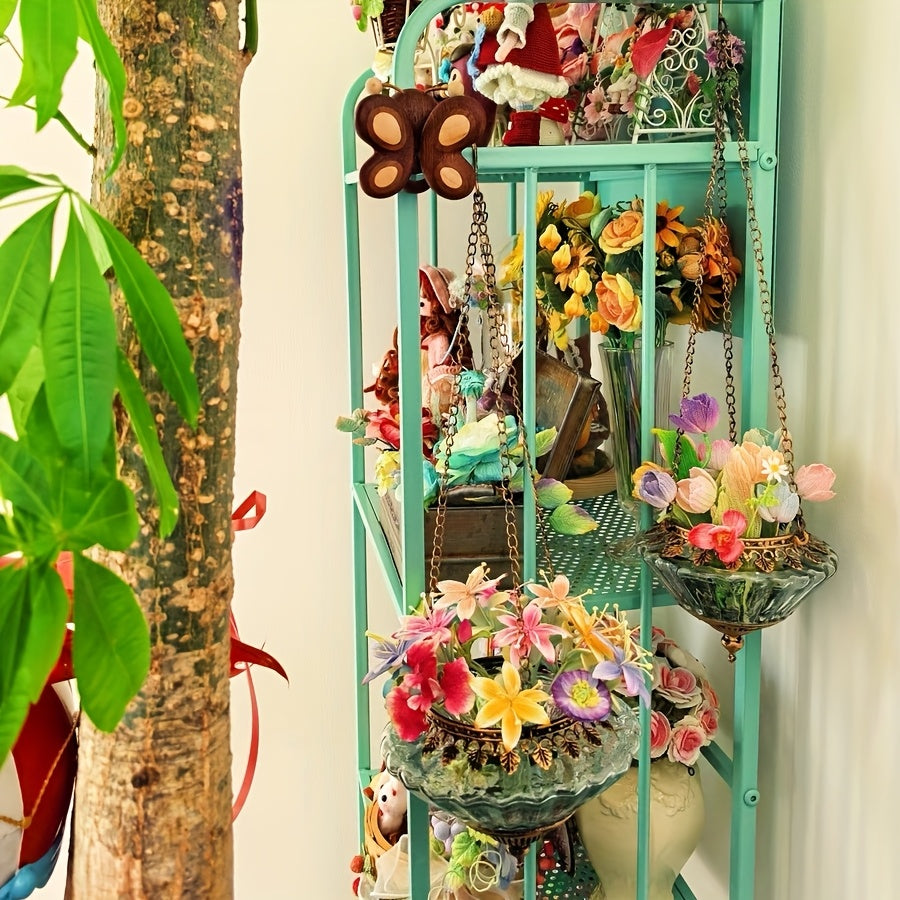 Vase Bougeoir Vintage en Verre – Élégante Suspension Décorative pour la Maison, Parfaite pour les Mariages et les Thèmes de Conte de Fées , Ornement de Jardin  Bougeoir Vintage