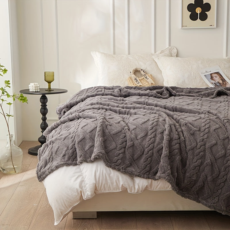 Couverture jacquard en taffetas à motif losange – 1 pièce, simple couche, double face, couverture multifonction pour climatisation, idéale pour canapé, lit ou bureau.