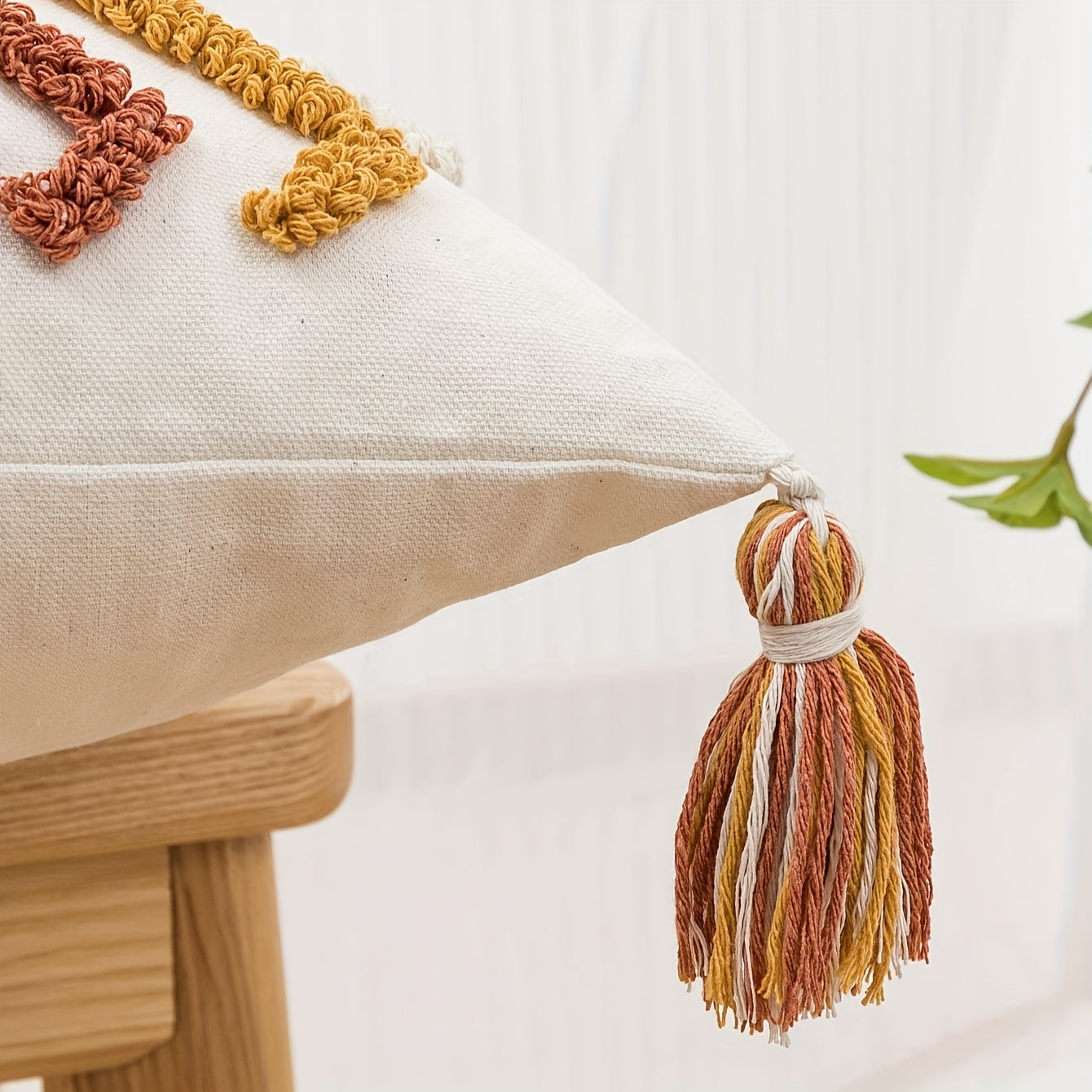 Housse de coussin carrée géométrique, style bohème, confectionnée en velours à boucles avec broderie imprimée. Housse de coussin décorative idéale pour la décoration de la maison : chambre, salon ou canapé.