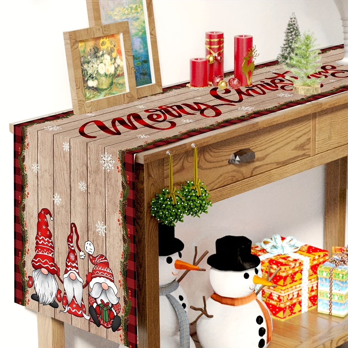 Chemin de table de Noël rustique