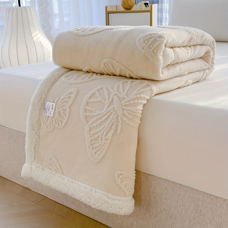 Plaid polaire ultra doux et chaleureux avec broderie motif papillon – proposé en différents coloris et formats