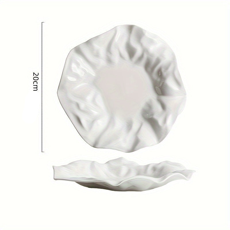 Assiette de service en céramique blanche élégante - Polyvalente pour pâtes, desserts et sushi - Parfaite pour la maison et le restaurant﻿