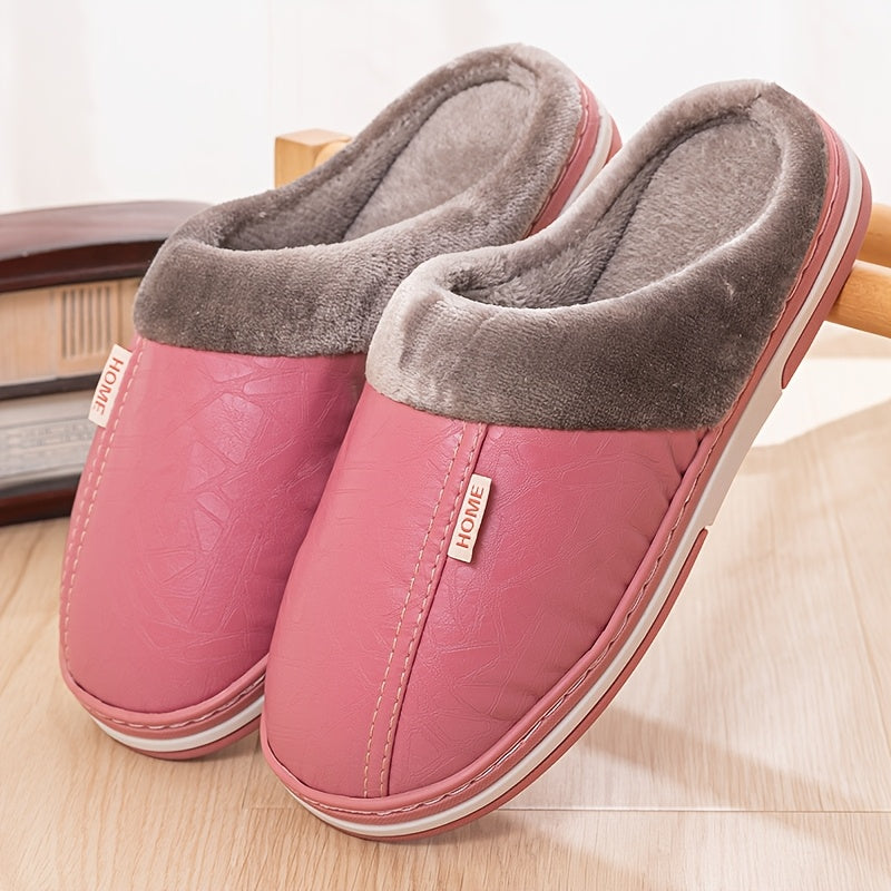 Pantoufles homme chaudes et confortables, doublure en peluche douce, chaussures d’intérieur antidérapantes idéales pour la chambre en hiver, disponibles en grandes tailles.