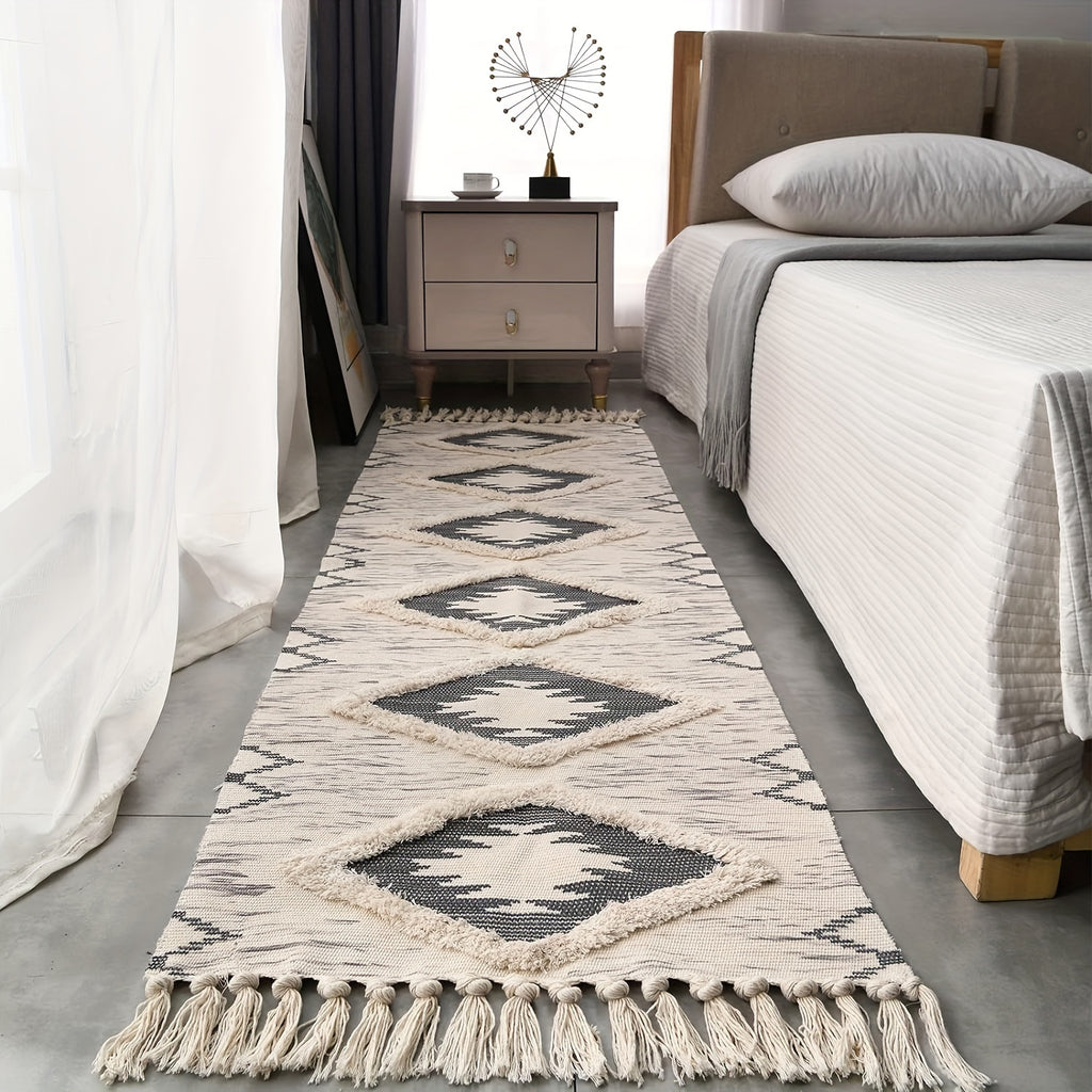 Tapis de salle de bain bohème à pampilles