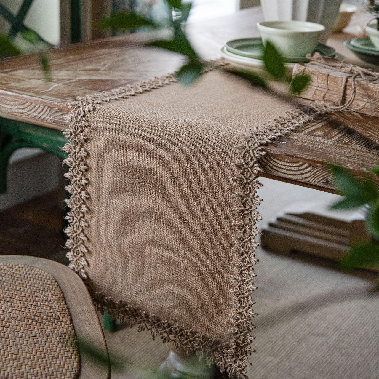 Chemin de table rustique en jute naturelle