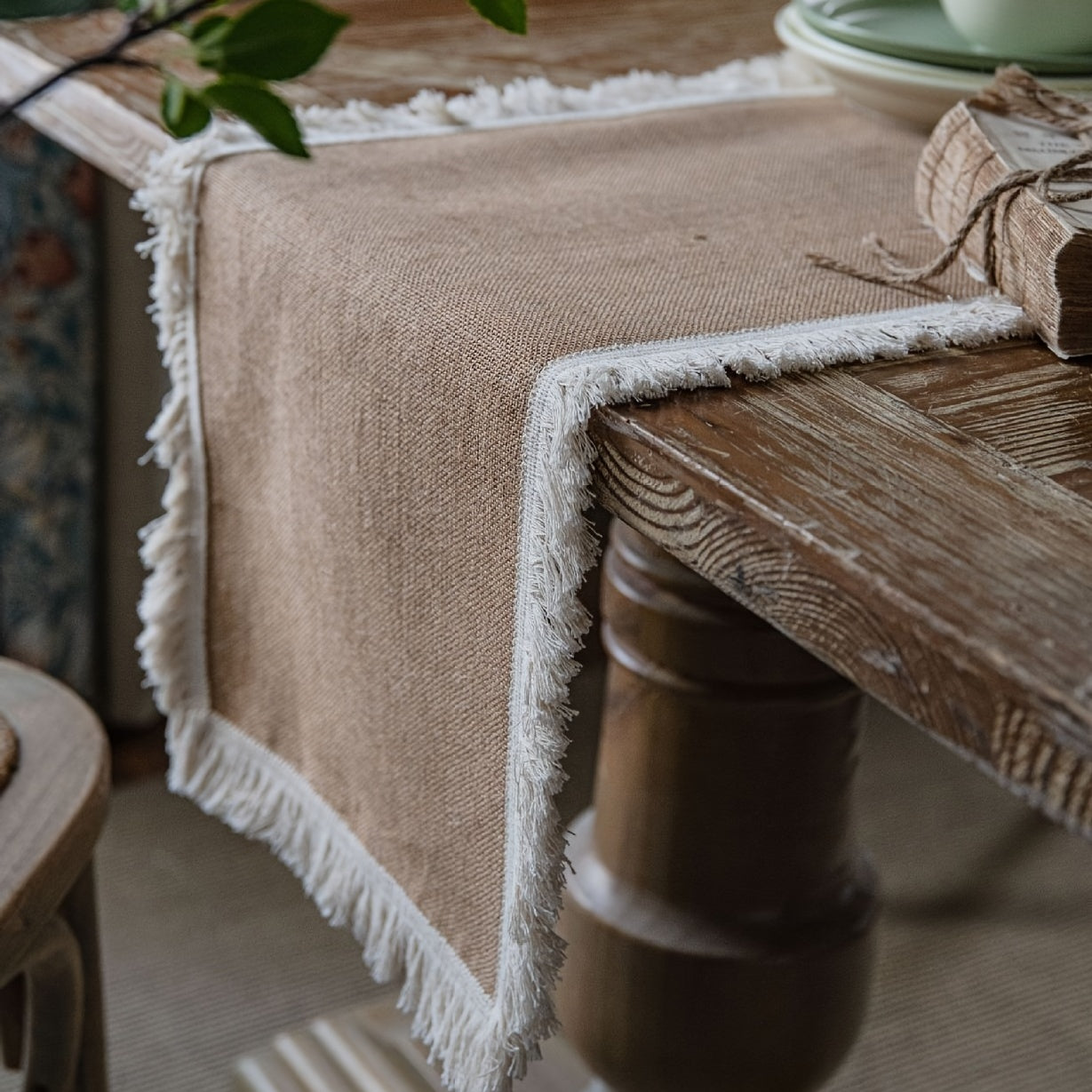 Chemin de table rustique en jute naturelle