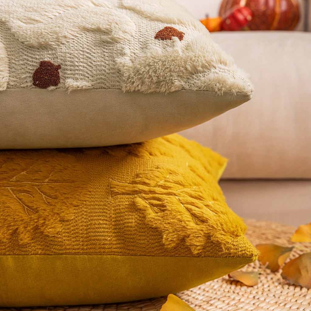 Housses de coussin d’automne en fausse fourrure douce , parfaites pour le canapé, le salon ou la chambre ; coussins non inclus.