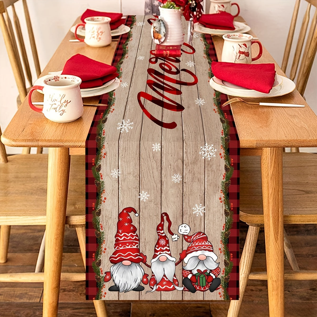 Chemin de table de Noël rustique