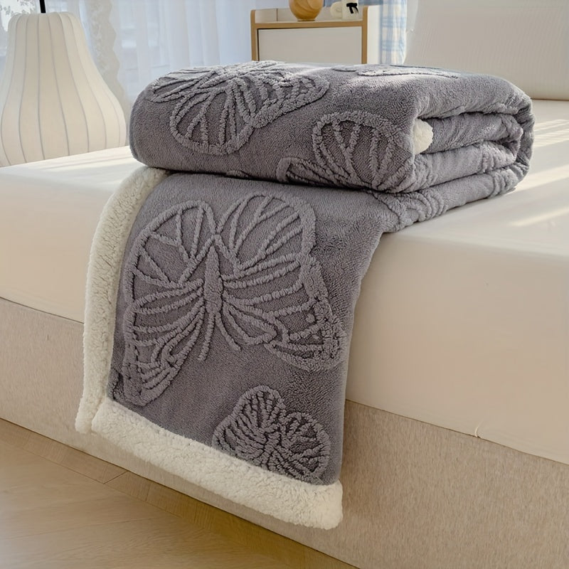 Plaid polaire ultra doux et chaleureux avec broderie motif papillon – proposé en différents coloris et formats