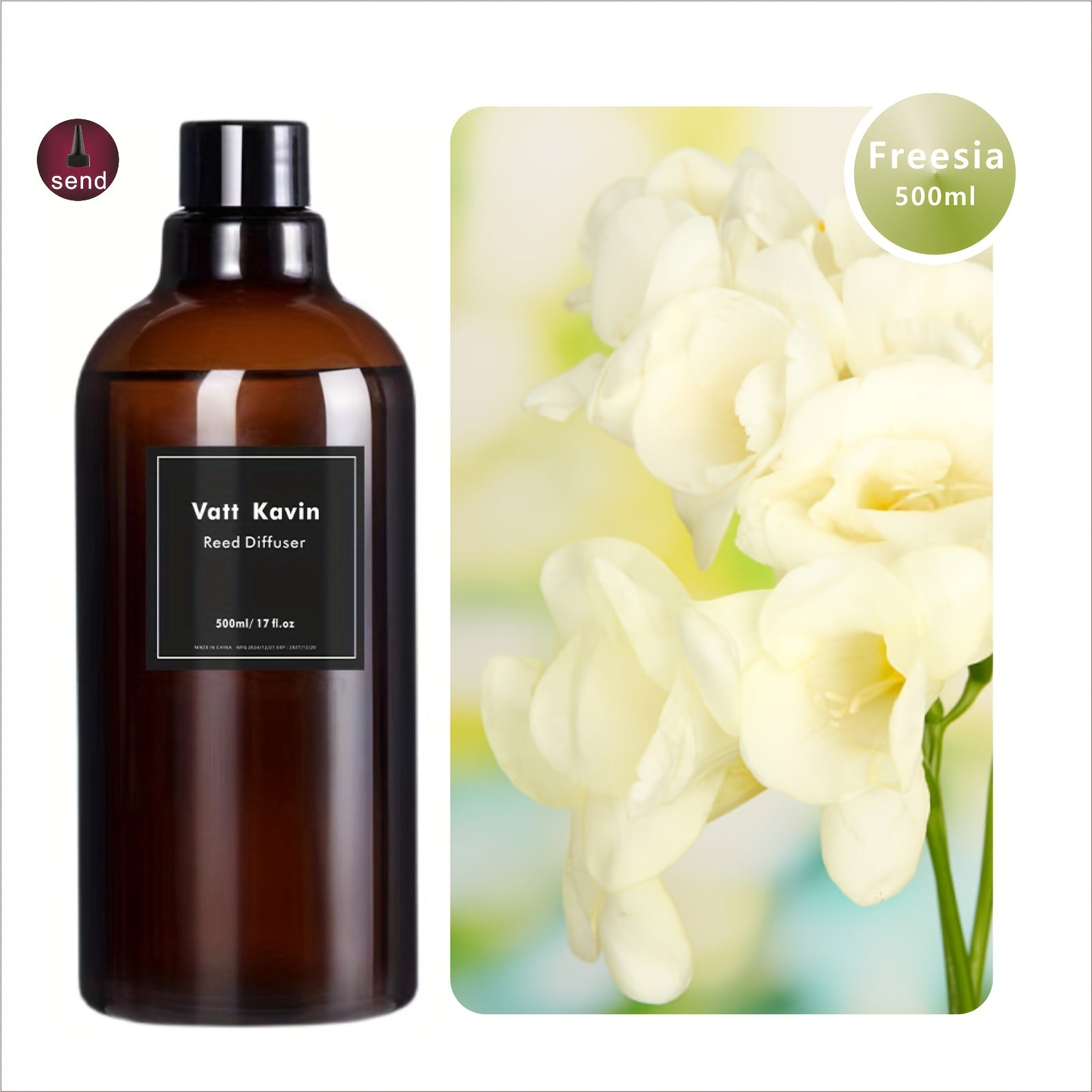 Recharge de grand flacon 500 ml pour diffuseur à bâtonnets – Mélange d’huiles essentielles hydrosolubles à base de rose, jasmin, lavande, pêche, citron, sauge et bien plus – Parfait pour sublimer l’air ambiant.