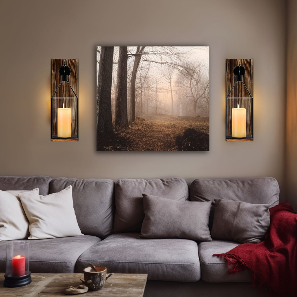 Applique murale rustique en bois avec lanterne métallique de 34,04 cm, décoration de maison style ferme, finition laquée marron, fixation murale, polyvalente pour intérieur et extérieur.