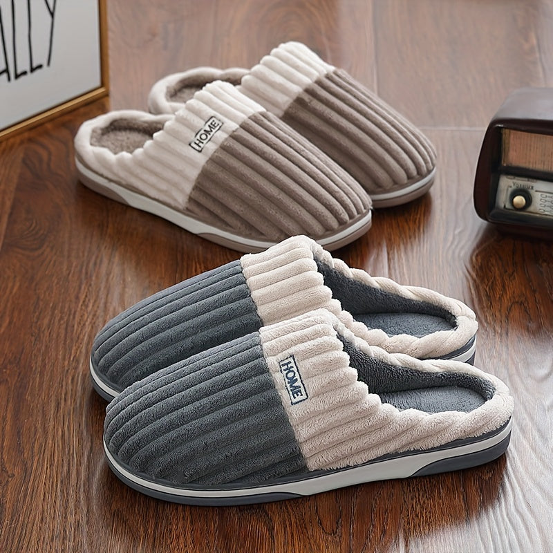 Pantoufles d’hiver en peluche pour homme, grandes tailles, chaussures fourrées unisexes.