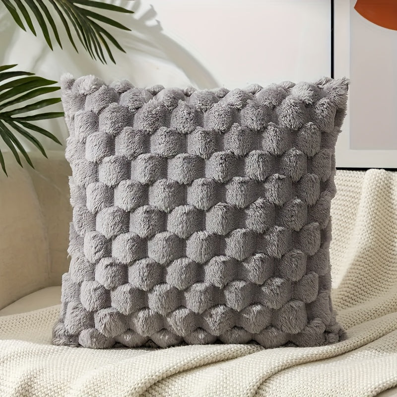 Coussin avec garniture ultra doux et moelleux, à motif imprimé sur une seule face. Housse pelucheuse imitation fourrure pour une décoration chaleureuse et élégante du salon, du canapé, du lit ou de toute pièce de la maison.