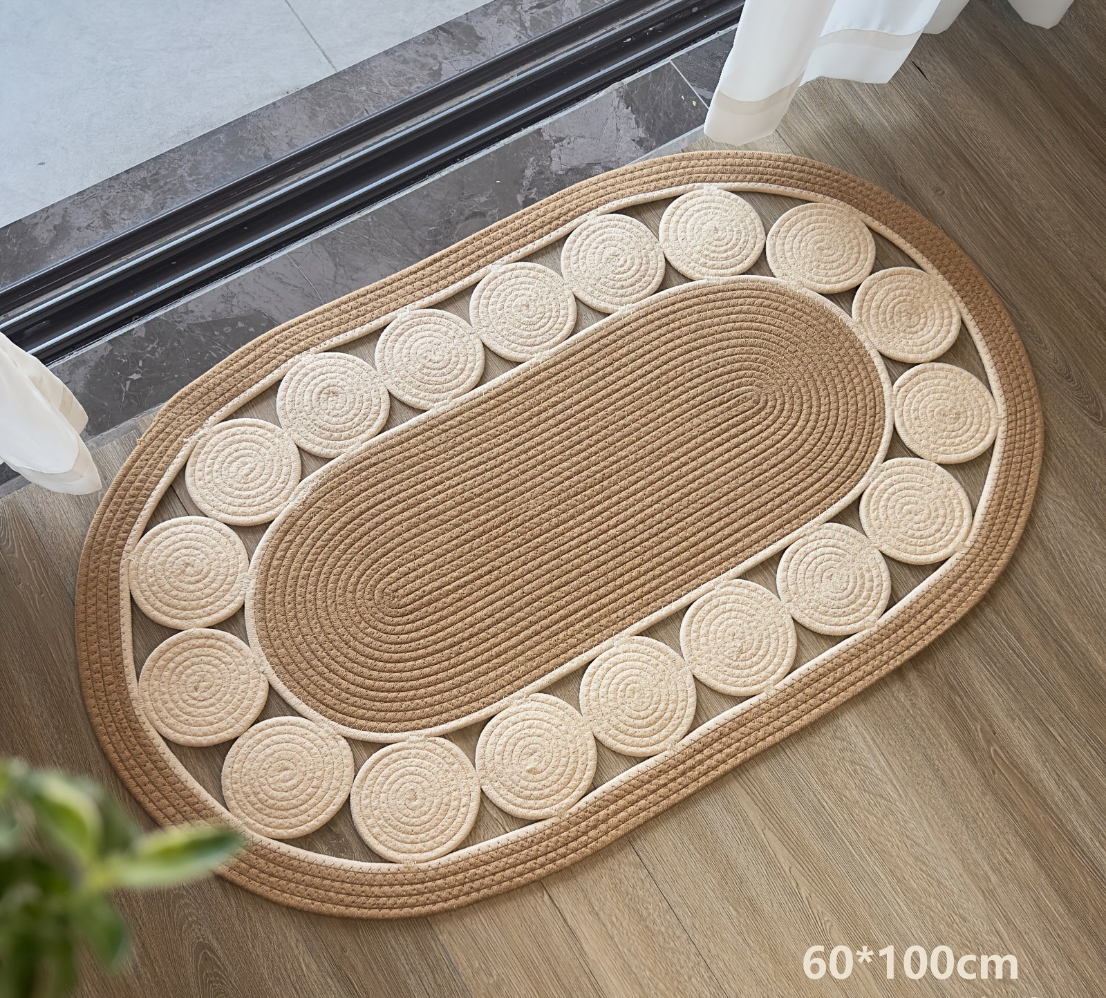 Tapis de bain ovale tissé à la main style bohème vintage