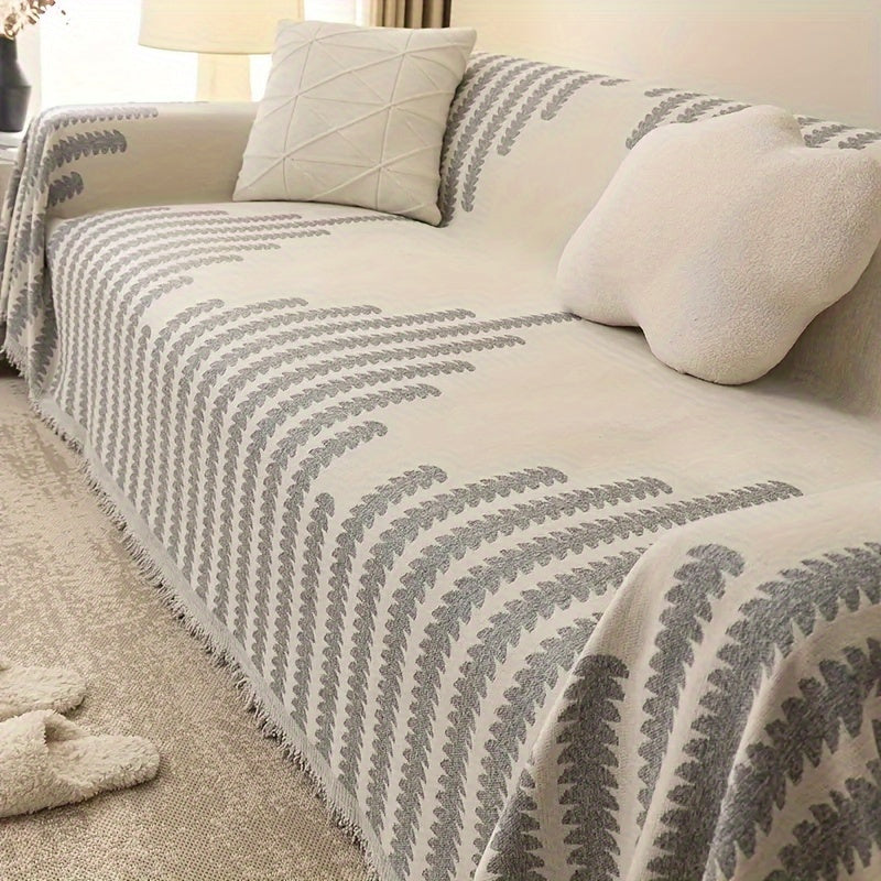 Housse de canapé en chenille et franges