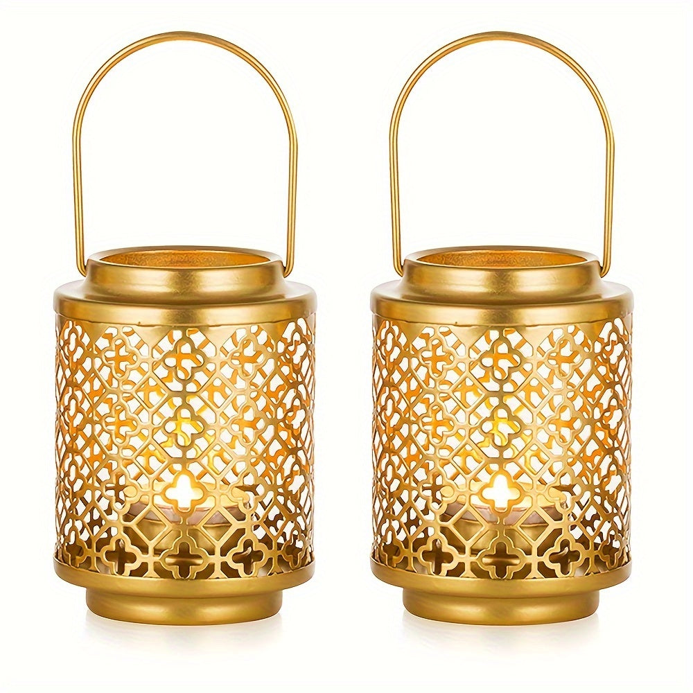 Lanternes décoratives dorées pour bougies , en métal suspendu, petites lanternes vintage. Idéales comme centres de table pour Noël, mariage ou fête. Peut servir de chandelier, candélabre ou suspension dorée élégante.