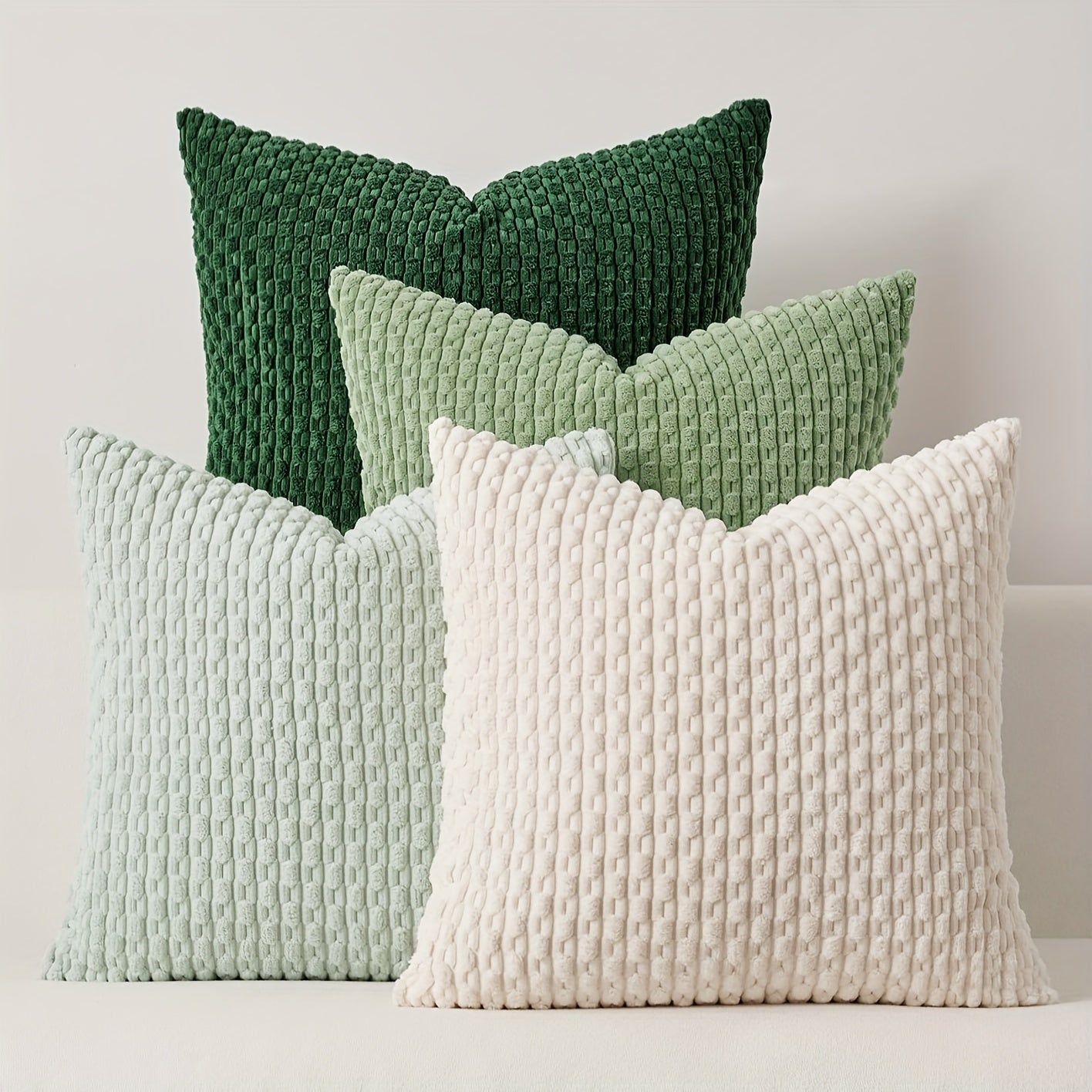 4 housses de coussin en peluche rayées – Style bohème chic et maison de campagne, doux polyester, fermeture éclair, lavables en machine – Idéales pour la décoration du canapé