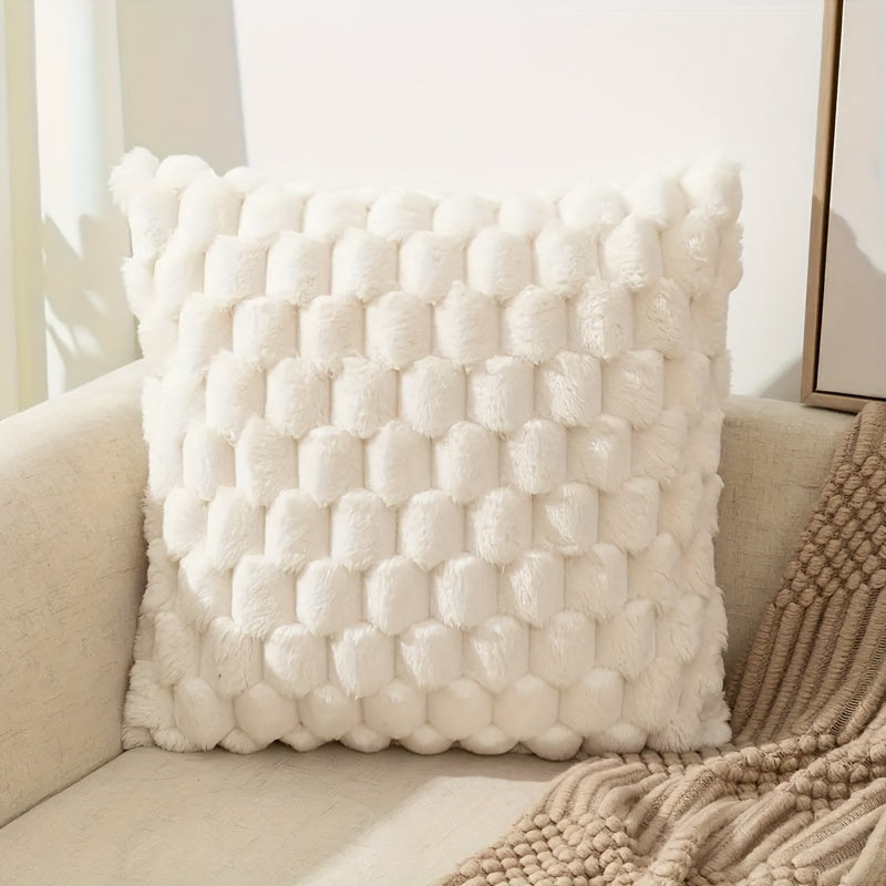 Coussin avec garniture ultra doux et moelleux, à motif imprimé sur une seule face. Housse pelucheuse imitation fourrure pour une décoration chaleureuse et élégante du salon, du canapé, du lit ou de toute pièce de la maison.