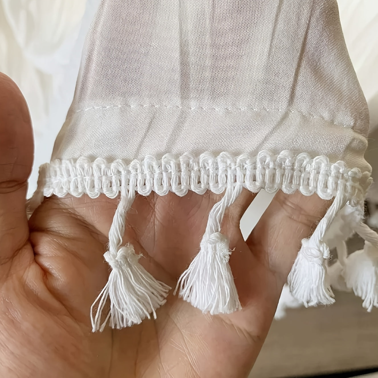 Rideau Voilage Élégant Style Crème à Frange