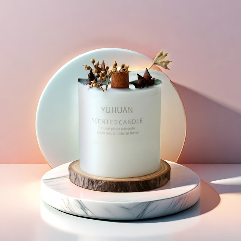 Bougie florale premium de 270 g avec fleurs séchées. Bougie décorative parfumée à la cire de soja, idéale pour la maison ou comme cadeau de Saint-Valentin.