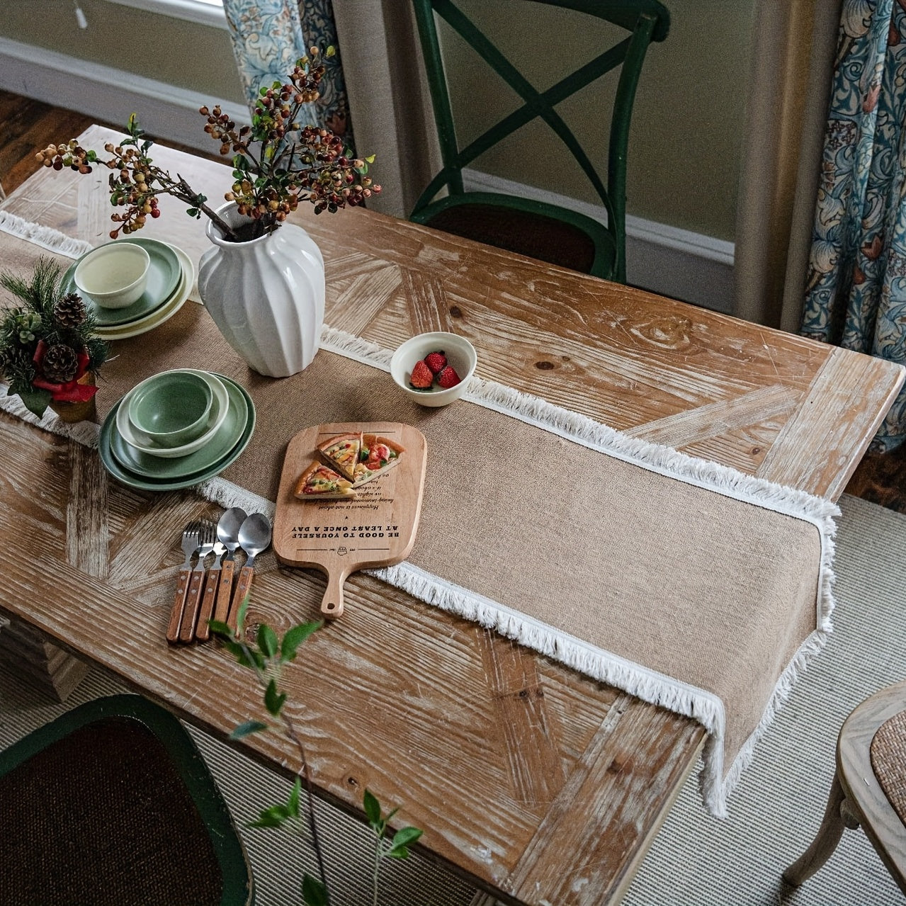 Chemin de table rustique en jute naturelle