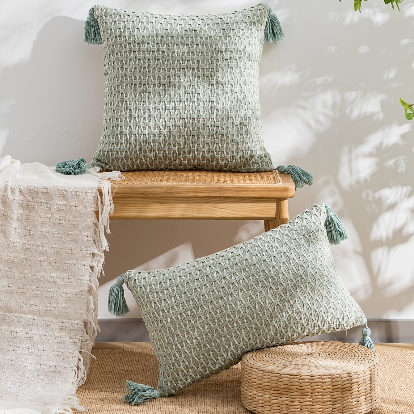 Housse de Coussin Jacquard Moderne - Élégance Minimaliste pour Salon, Chambre et Bureau
