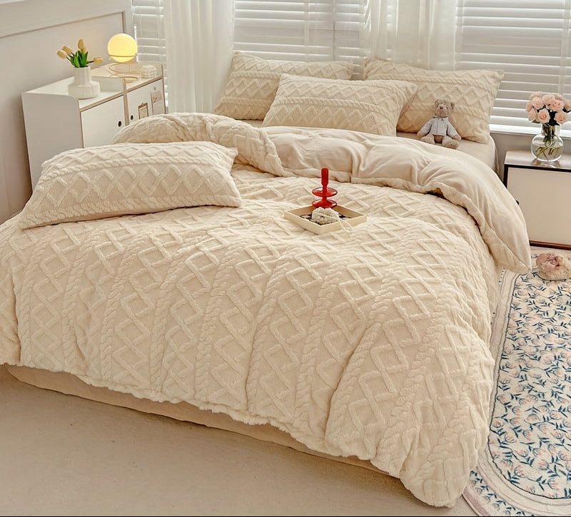 Ensemble de housse de couette velours double couche