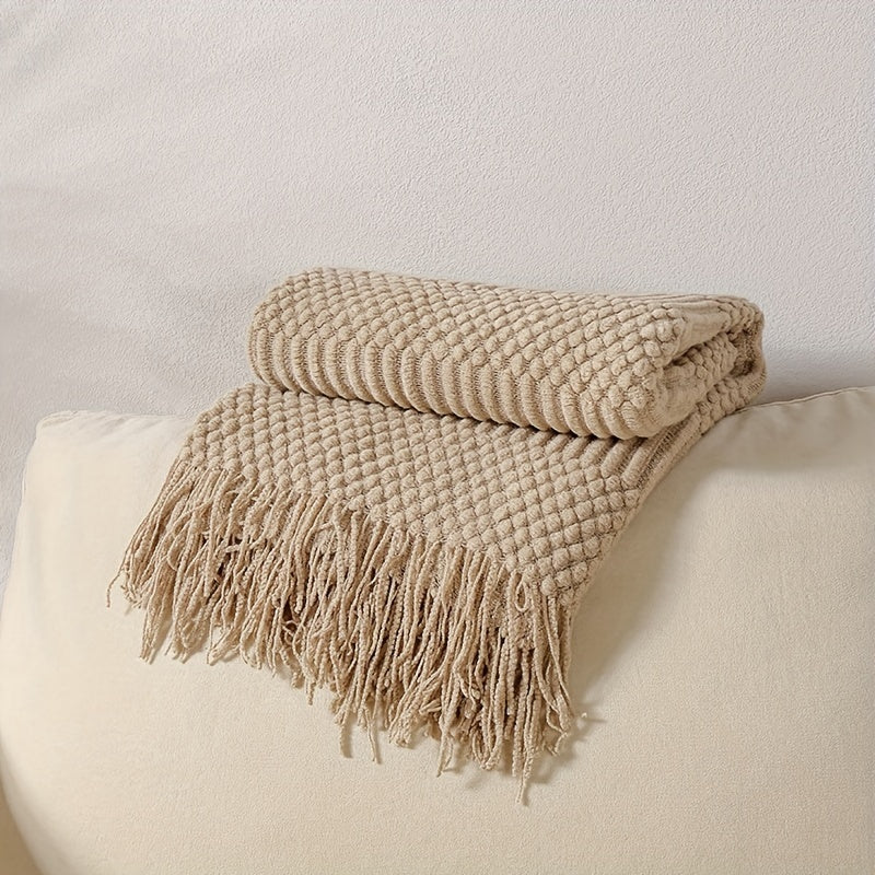 Couverture Vintage à Franges – Douce et Polyvalente pour Toutes Saisons