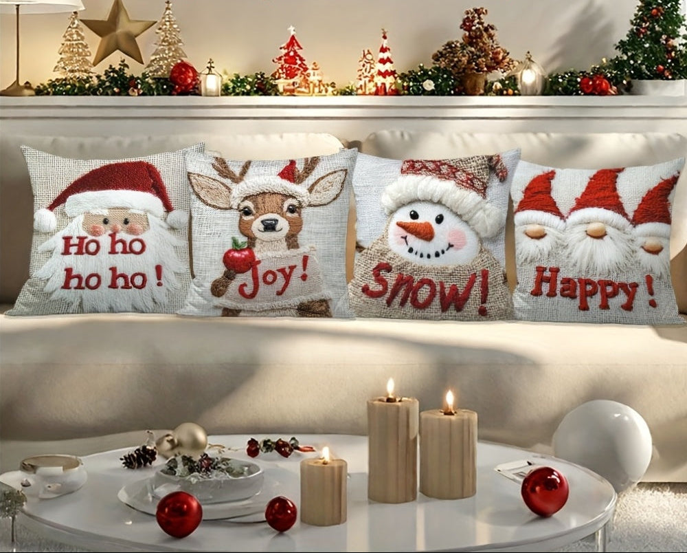 4 housses de coussins décoratifs festifs de Noël﻿