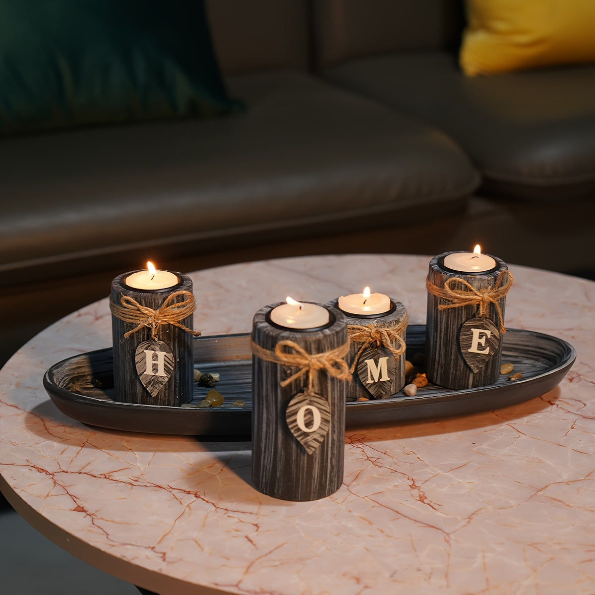 Ensemble de 1 support à bougie élégant en bois rustique – Accent de décoration romantique pour la maison, idéal pour les dîners, mariages et anniversaires – Présentoir de table polyvalent, parfait pour les célébrations saisonnières.