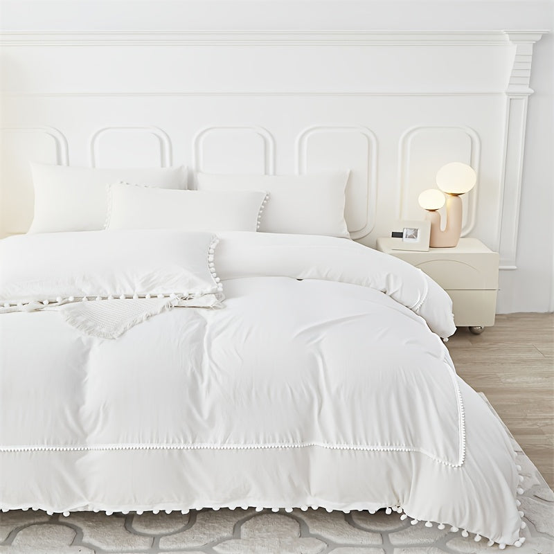 Parure de lit française charmante toutes saisons avec pompons