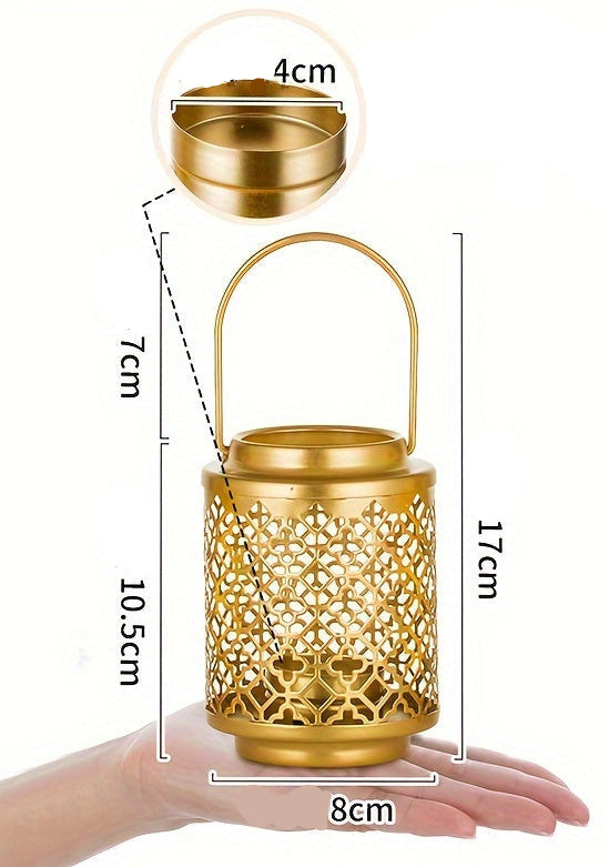 Lanternes décoratives dorées pour bougies , en métal suspendu, petites lanternes vintage. Idéales comme centres de table pour Noël, mariage ou fête. Peut servir de chandelier, candélabre ou suspension dorée élégante.