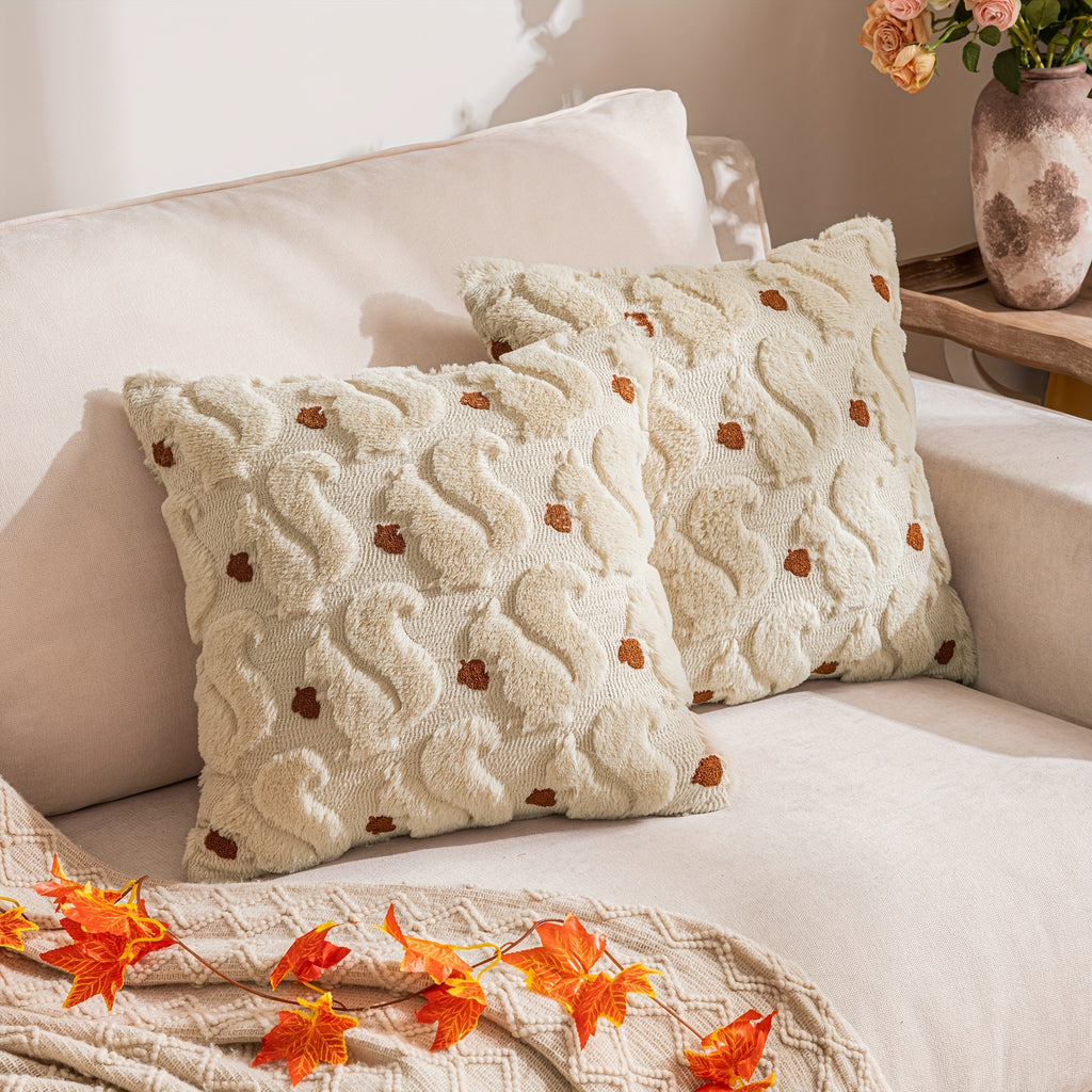Housses de coussin d’automne en fausse fourrure douce , parfaites pour le canapé, le salon ou la chambre ; coussins non inclus.