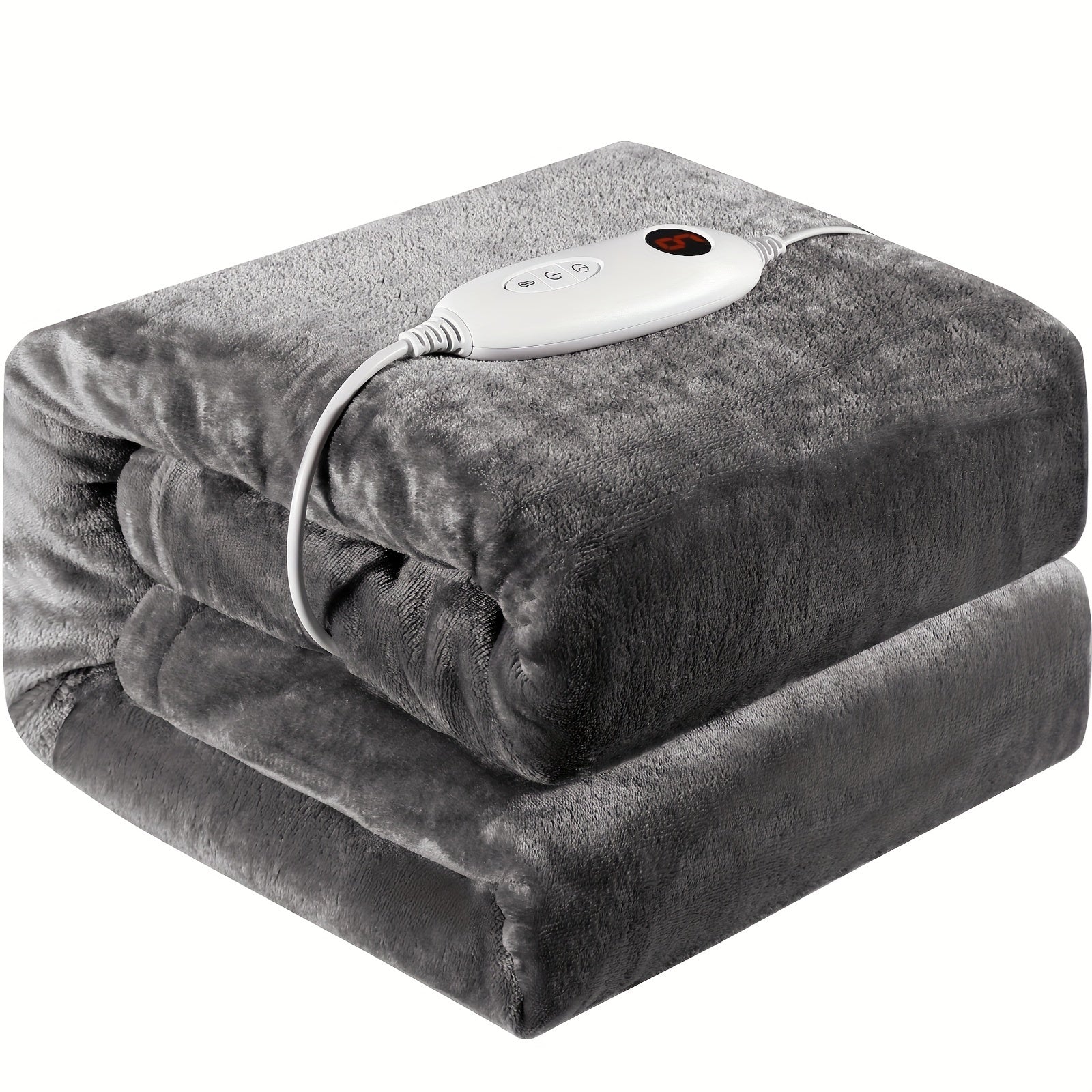 Couverture électrique avec arrêt automatique, 180 x 130 cm, 6 niveaux de température, 9 réglages de temps, commande amovible, couverture isolante, adaptée aux machines à laver, canapés, lits, bureaux