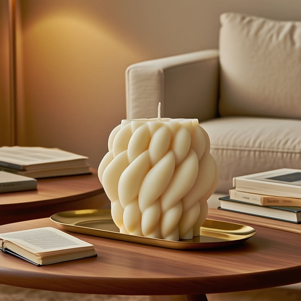 Bougie Art Géométrique – Décoration d’intérieur moderne et minimaliste, mélange de cire de soja et de paraffine, parfum vanille , bougie décorative