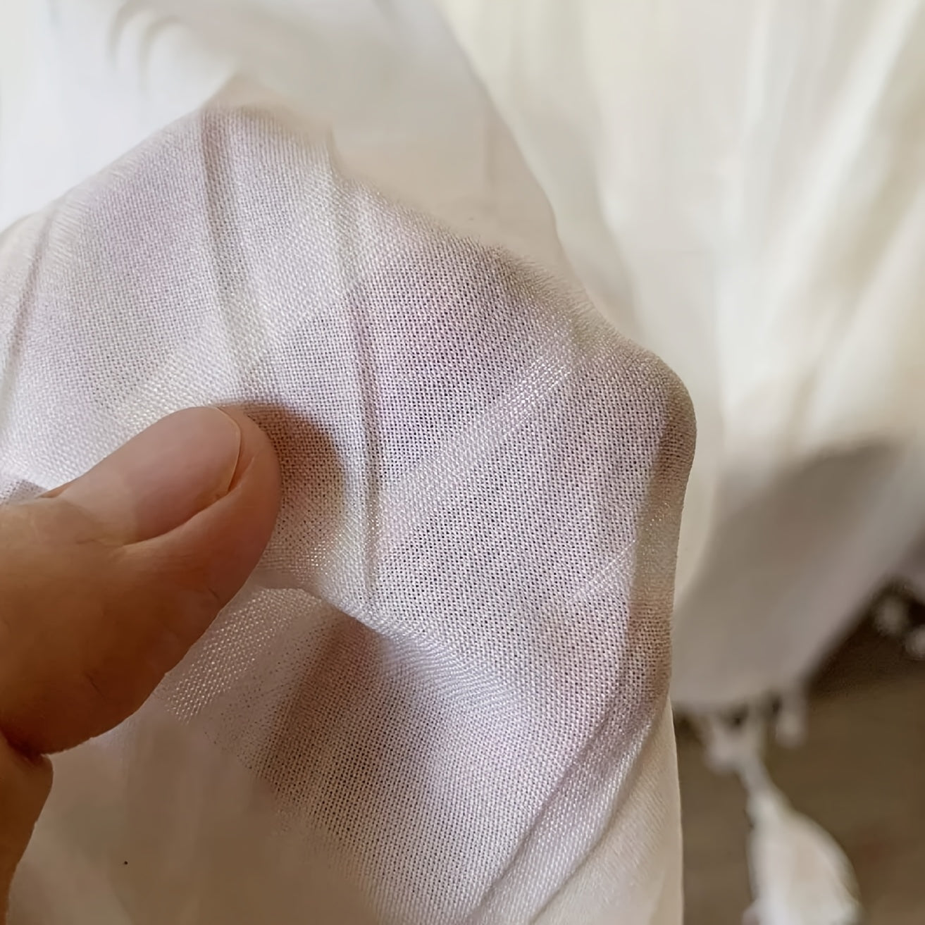 Rideau Voilage Élégant Style Crème à Frange